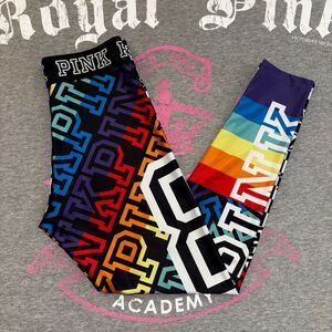 Victoria’s Secret PINK Ultimate Rainbow Checker Fashion Show Leggings Rare HTF-M